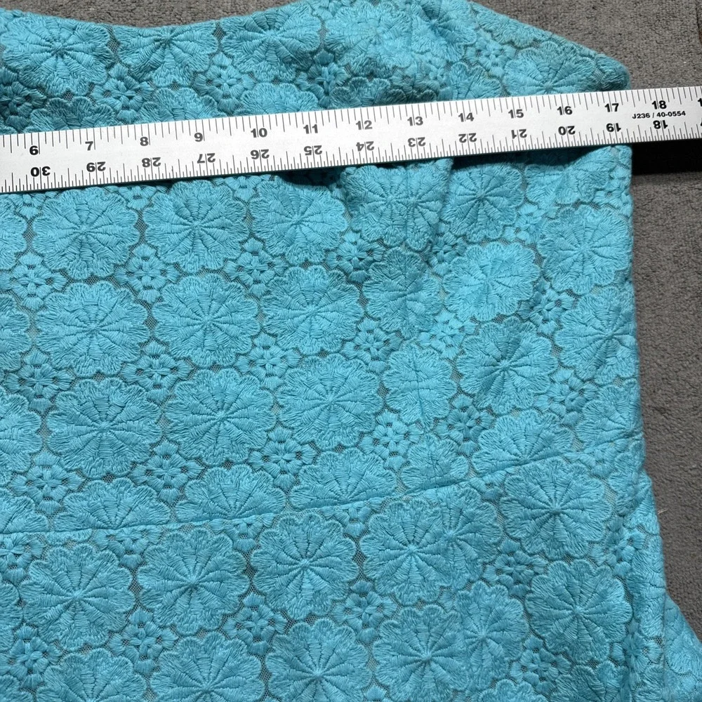 Lilly Pulitzer Blue Daisy Eyelet Strapless‎ Vicki Dress Women's 12 Floral Retro - Picture 4 of 11